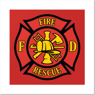 Firefighter Rescue Maltese Florian Cross Posters and Art